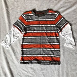 Boys Striped Orange, gray, black, and white LS